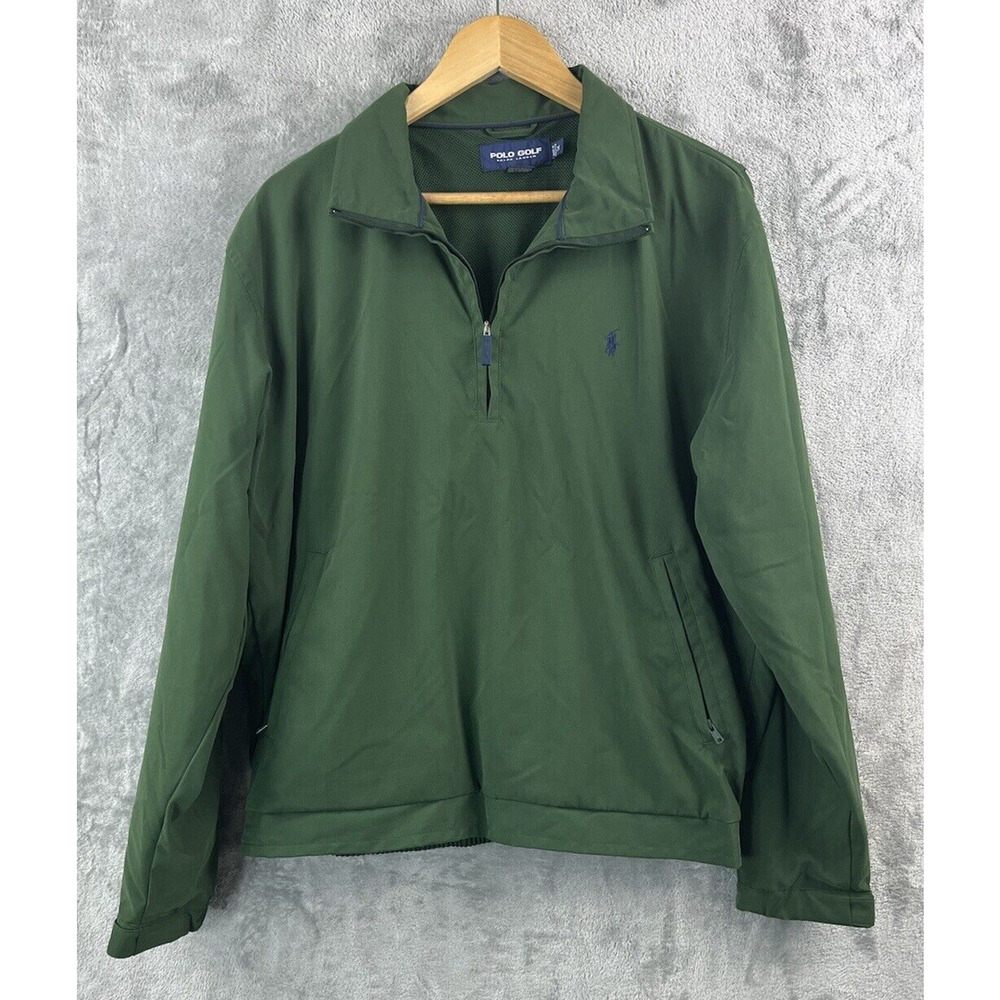 Polo Golf Ralph Lauren Jacket Mens Medium Green 1/4 Zip Windbreaker Jacket221
